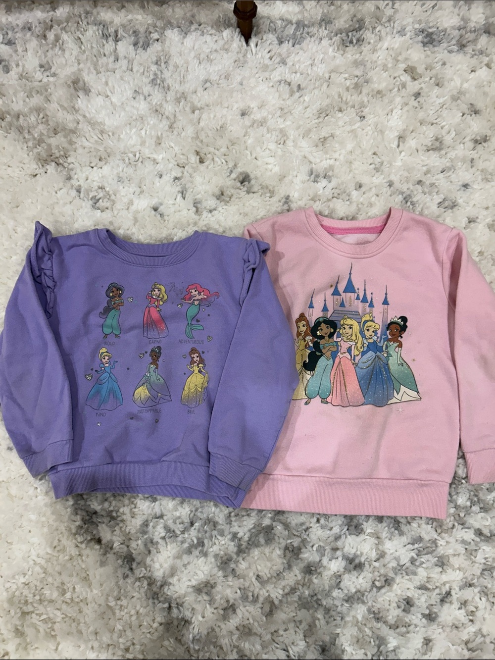 Adorable Disney Princess Pullover Sweatshirts in Pink and Purple 5T (set of 2)